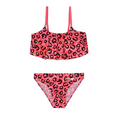 Girls' pink leopard print bikini set